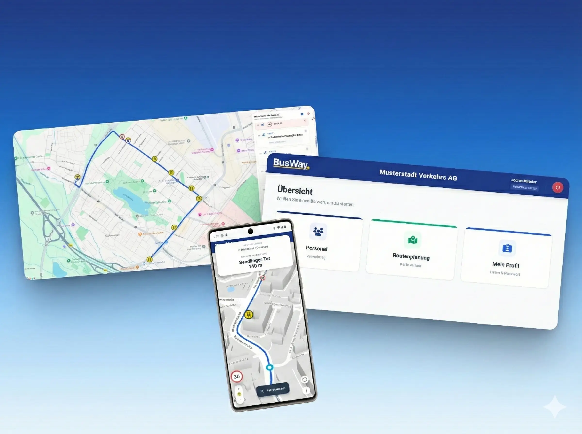 BusWay user interface on a tablet