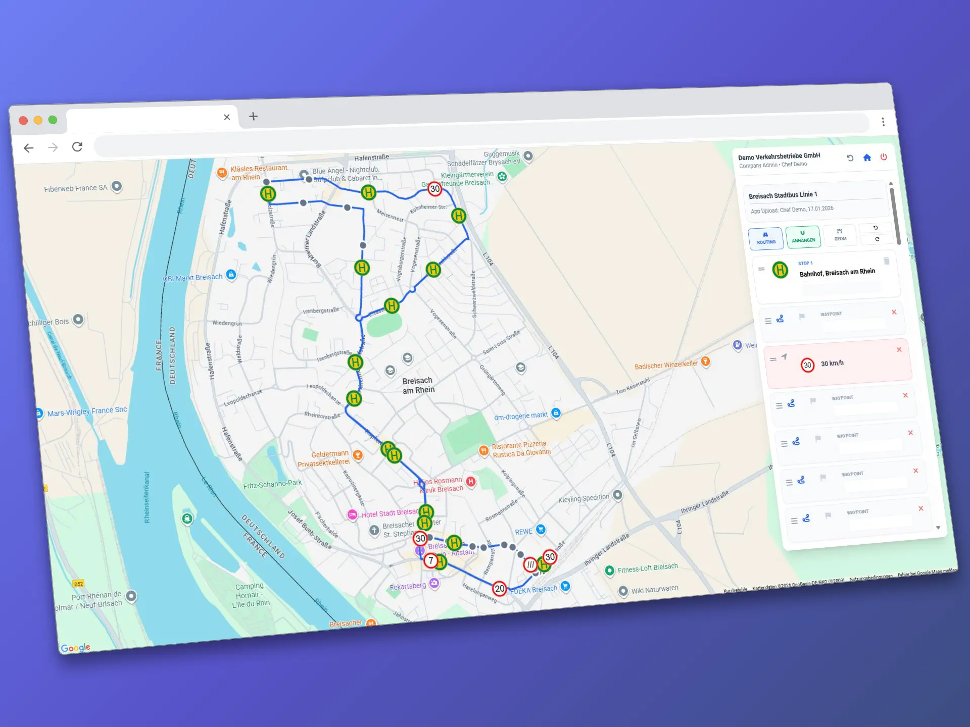The BusWay Web Editor for professional route planning